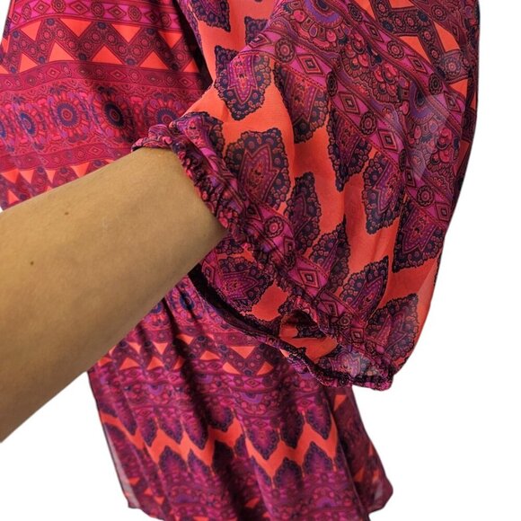 Show Me Your MuMu Geometric Shapes Lined Dress Size Small V-Neck Lightweight - Picture 4 of 7